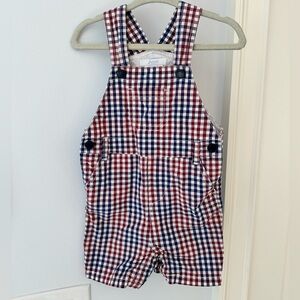 Jacadi boys checkered overalls, size 12 months